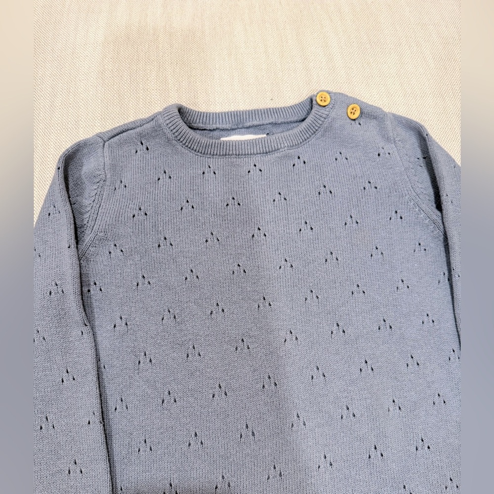 Kids’ Organic Cotton Sweater with Button Detail, 5T, Little Planet